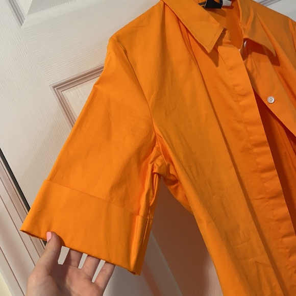 Stretch Gap Vibrant Orange Button-Up Shirt Size L - Picture 6 of 11